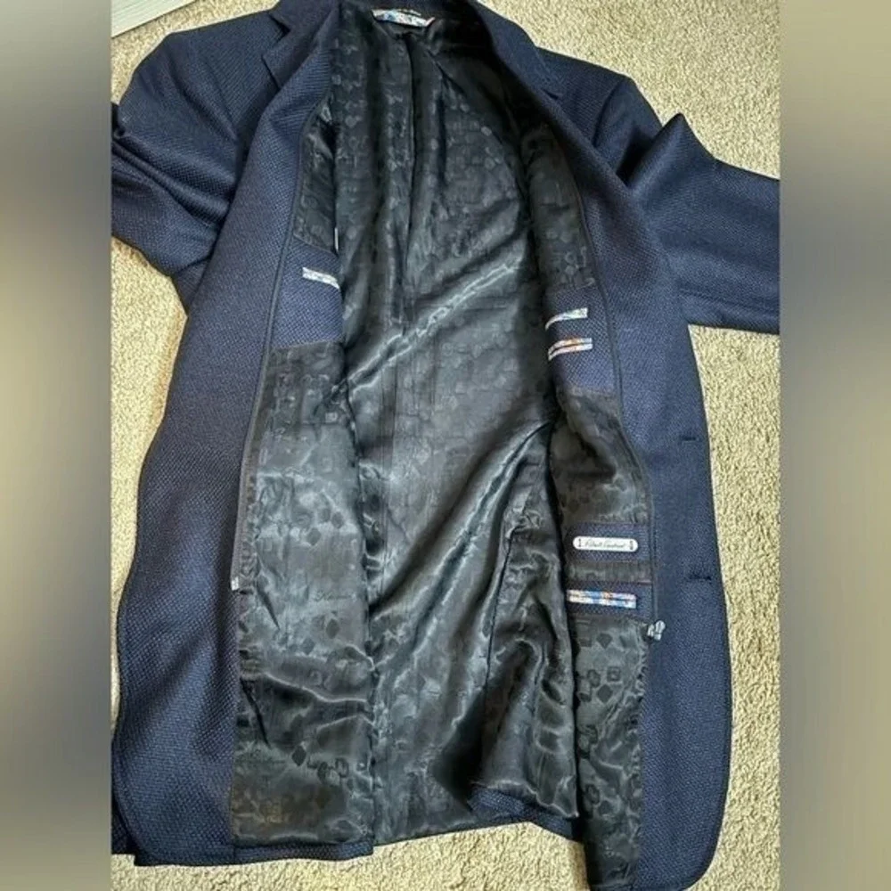 Robert‎ Graham | Blue Navy Wool Cashmere Blend Blazer Sport Coat 2-Button Sz 42L
